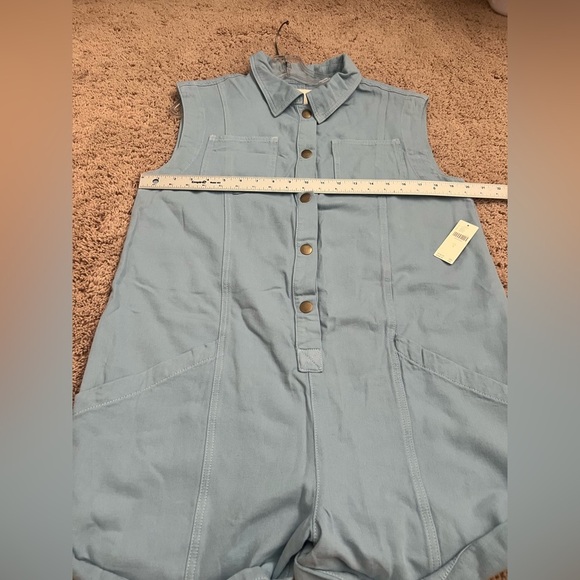 NWT new small Anthropologie pilcro sleeveless collared romper blue shorts - Picture 15 of 17